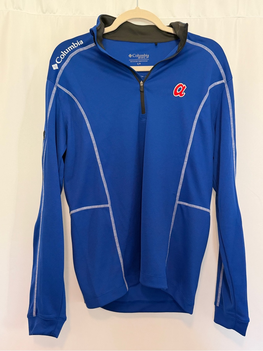 Columbia Golf Atlanta Braves Small Men’s Royal Blue Half-Zip Athletic Pullover